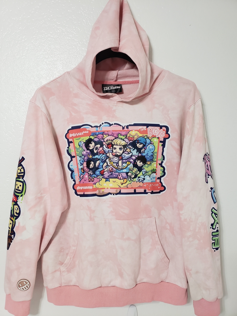 The Boys Bromance Hoodie Large Pink Tie Dye Kawaii Graphic Streetwear Pullover